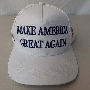 MAGA - 45-47 - Trump - American Flag White & Blue Baseball Cap - Adjustable Fit